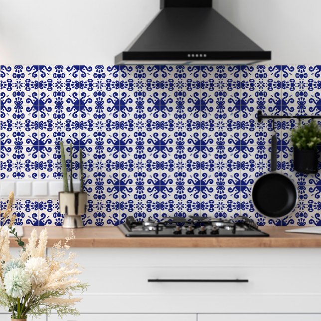 Portuguese Mediterranean Navy Blue White Azulejo Tile (Creator Uploaded)