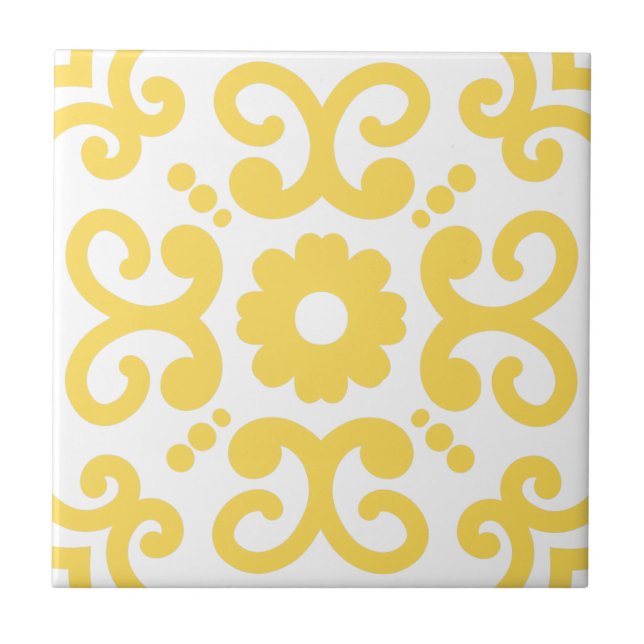 Portuguese Mediterranean Warm Yellow White 2 Tile (Front)