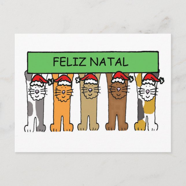 Portuguese Merry Christmas Feliz Natal Holiday Postcard (Front)