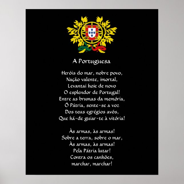 Portuguese* National Anthem Poster (Front)