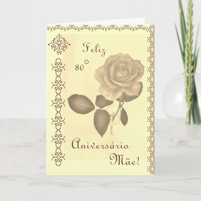 Portuguese: Parabéns mãe / Mum's 80th birthday Card (Front)