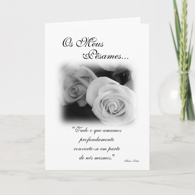 Portuguese: Pesames in black and white Card (Front)