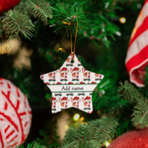 Portuguese Podengo Dog Breed Christmas Stars Ceramic Tree Decoration