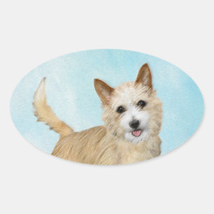 Portuguese Podengo Pequeno Painting - Original Art Oval Sticker