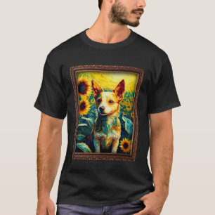 Portuguese Podengo Pequeno Painting Sunflower Flow T-Shirt