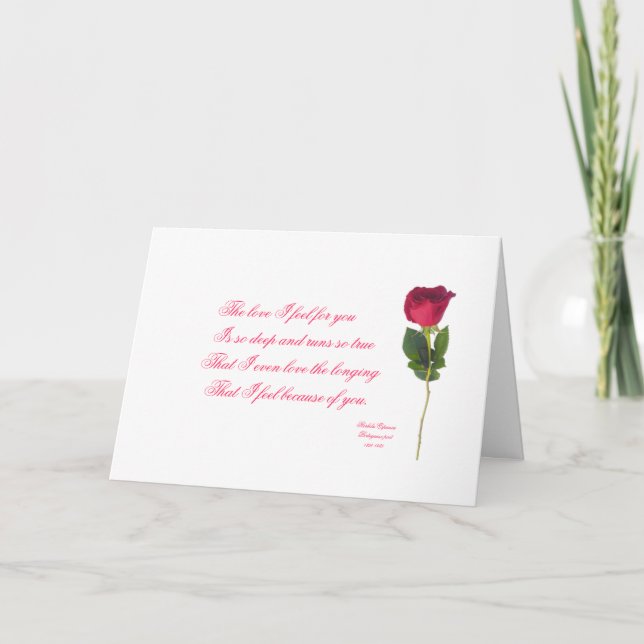 Portuguese: poema e rosa -Valentine's day Holiday Card (Front)