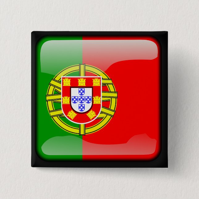 Portuguese polished flag 15 cm square badge (Front)