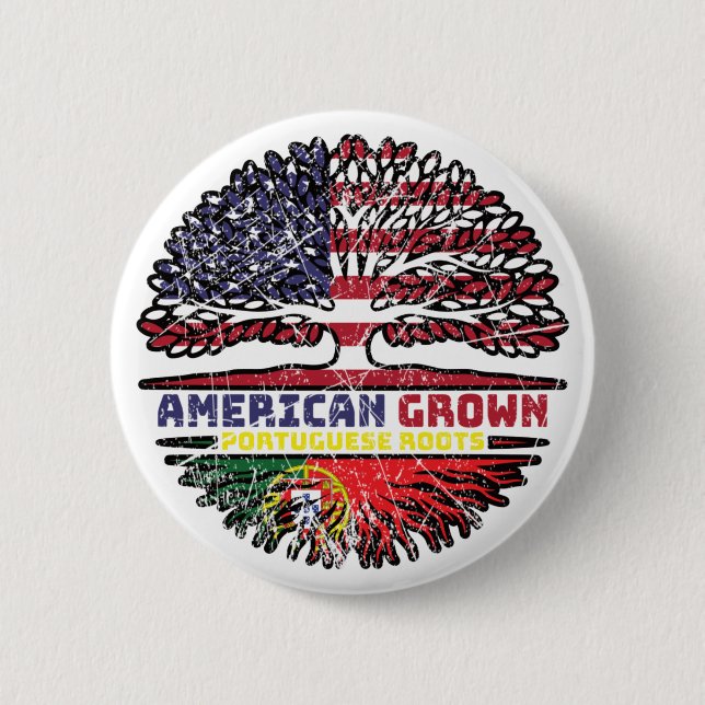 Portuguese Portugal US American USA United States 6 Cm Round Badge (Front)