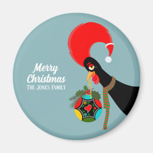 Portuguese Rooster and holly Christmas bauble Magnet