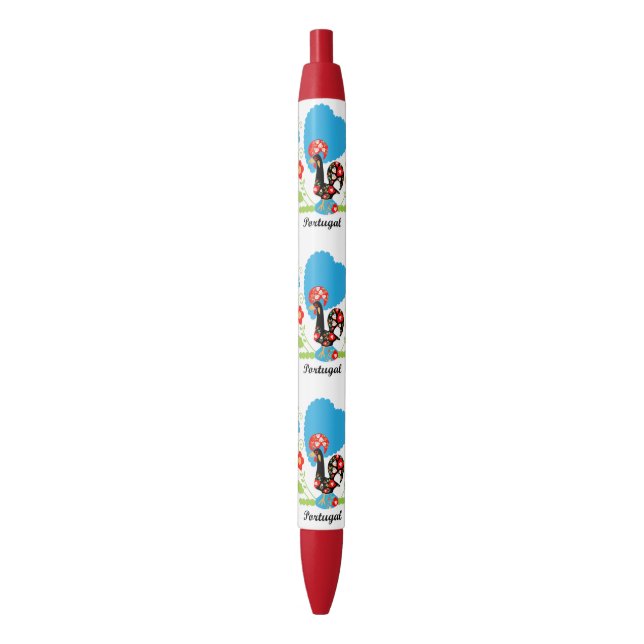Portuguese Rooster Black Ink Pen (Front Vertical)