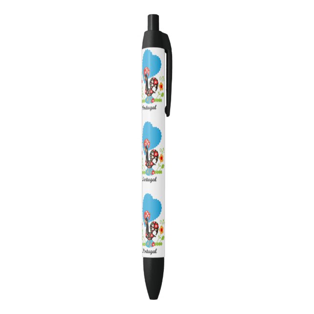 Portuguese Rooster Black Ink Pen (Bottom (Vertical))