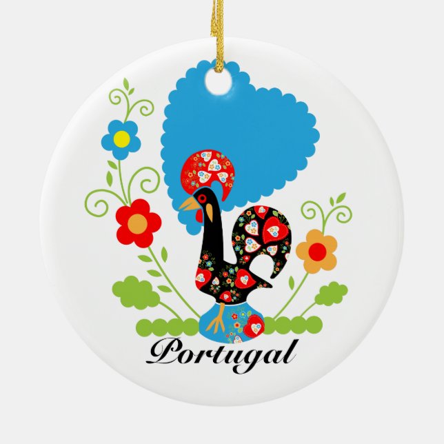 Portuguese Rooster Ceramic Tree Decoration (Back)