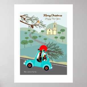 Portuguese Rooster Christmas festive ride Poster
