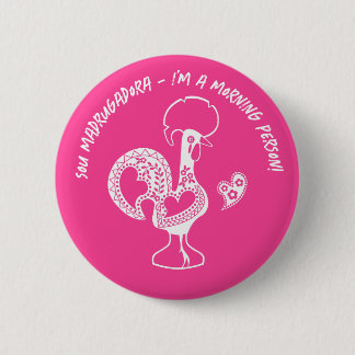 Portuguese Rooster Early Riser Modern Silhouette 6 Cm Round Badge