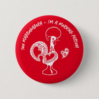 Portuguese Rooster Early Riser Modern Silhouette 6 Cm Round Badge