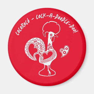 Portuguese Rooster Early Riser Modern Silhouette Magnet