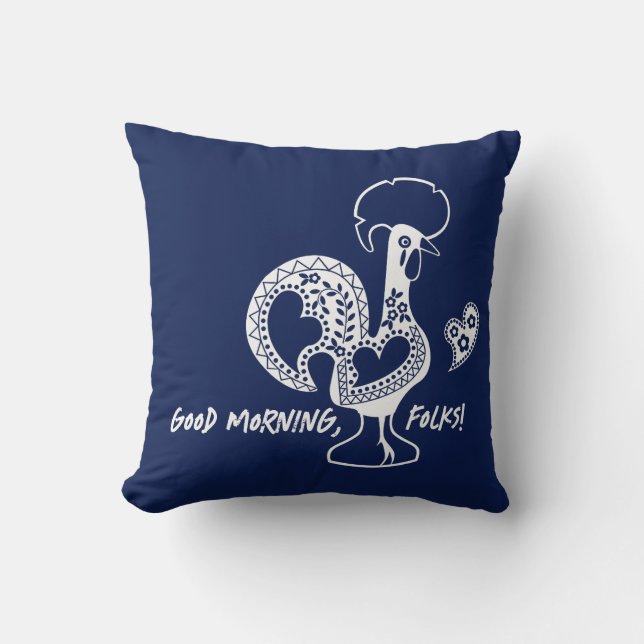 Portuguese Rooster Modern Silhouette Cushion (Front)