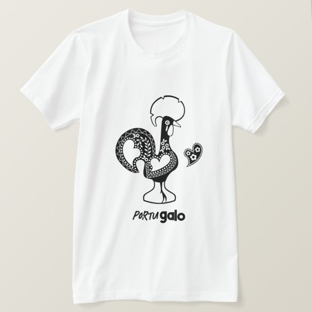 Portuguese Rooster Modern Silhouette T-Shirt (Design Front)