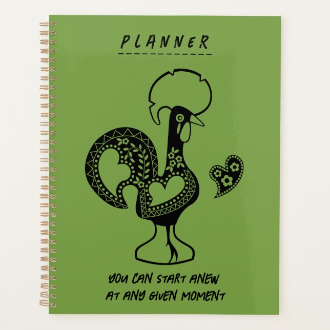  Portuguese Rooster Modern Silhouette with quote Planner (Front)