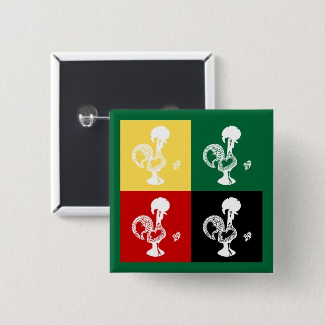 Portuguese Rooster of Barcelos colourful pattern 15 Cm Square Badge (Front & Back)