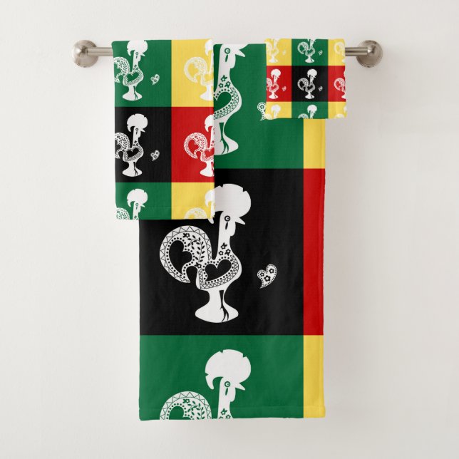 Portuguese Rooster of Barcelos colourful pattern Bath Towel Set (Insitu)