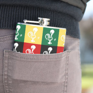 Portuguese Rooster of Barcelos colourful pattern Hip Flask