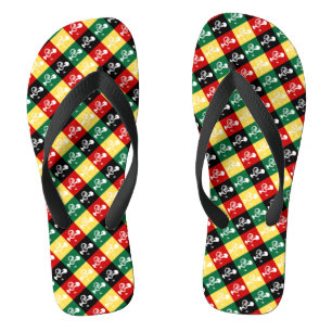 Portuguese Rooster of Barcelos colourful pattern Jandals