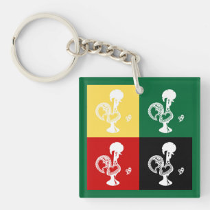 Portuguese Rooster of Barcelos colourful pattern Key Ring