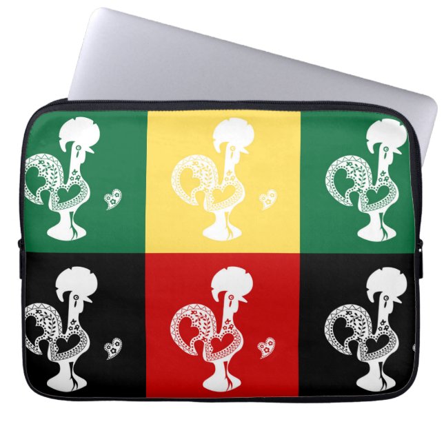 Portuguese Rooster of Barcelos colourful pattern Laptop Sleeve (Front)