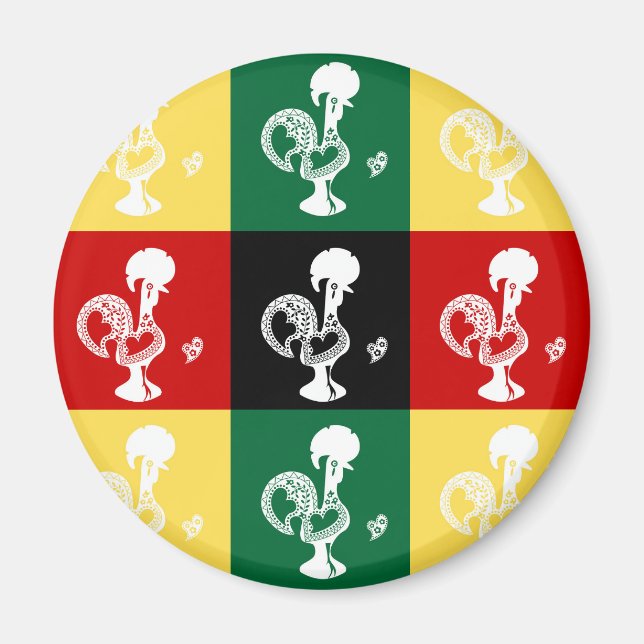 Portuguese Rooster of Barcelos colourful pattern Magnet (Front)