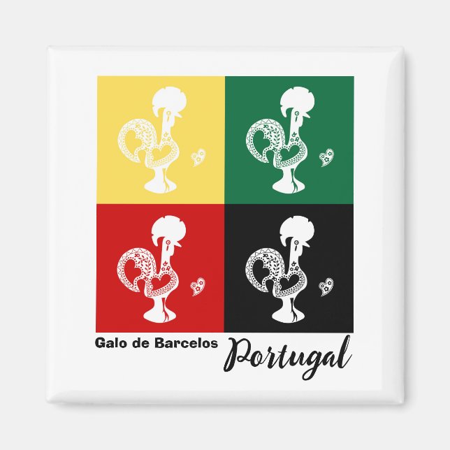 Portuguese Rooster of Barcelos colourful pattern Magnet (Front)