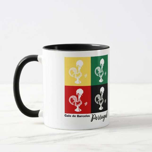 Portuguese Rooster of Barcelos colourful pattern Mug (Left)