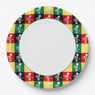 Portuguese Rooster of Barcelos colourful pattern Paper Plate