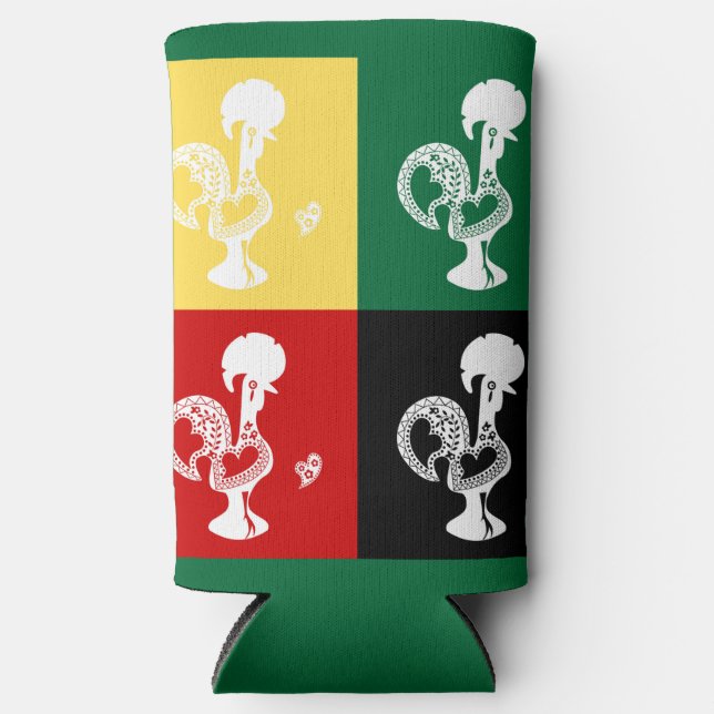 Portuguese Rooster of Barcelos colourful pattern Seltzer Can Cooler (Front)