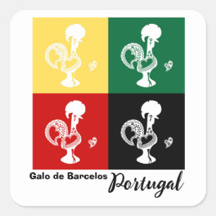 Portuguese Rooster of Barcelos colourful pattern Square Sticker