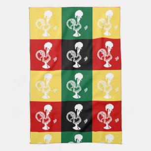 Portuguese Rooster of Barcelos colourful pattern Tea Towel