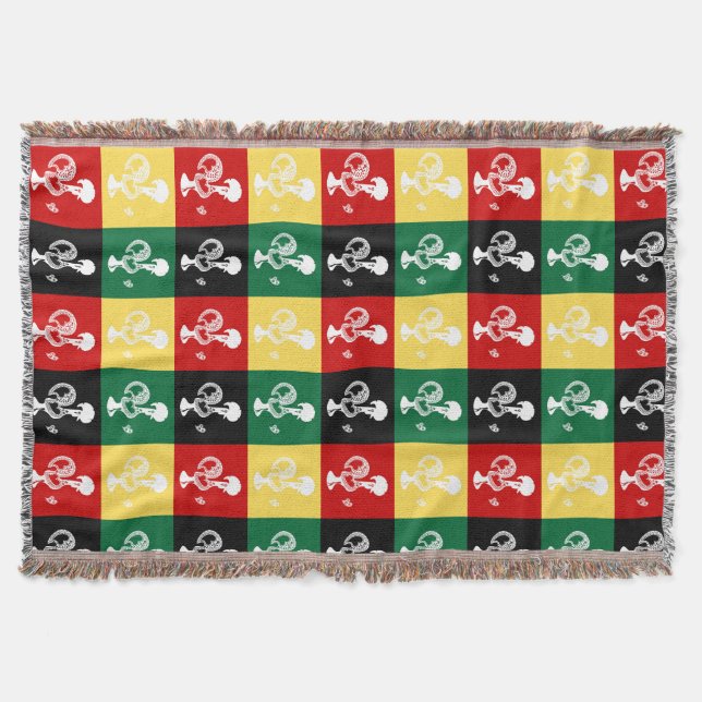 Portuguese Rooster of Barcelos colourful pattern Throw Blanket (Front)