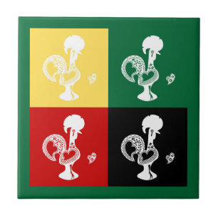 Portuguese Rooster of Barcelos colourful pattern Tile
