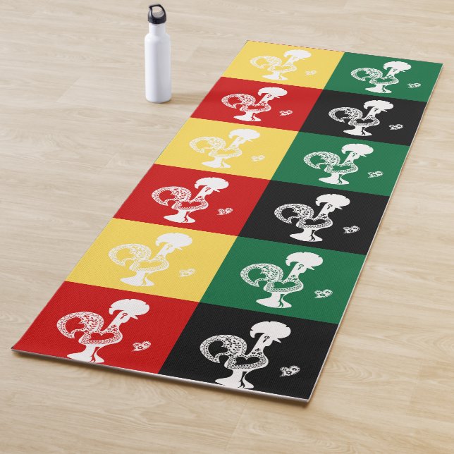 Portuguese Rooster of Barcelos colourful pattern Yoga Mat (In Situ)