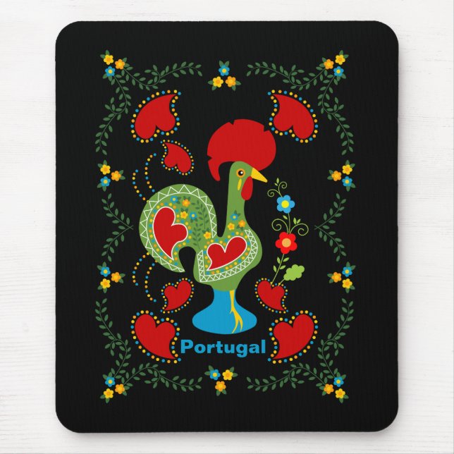 Portuguese Rooster of Luck in green color Mouse Pad (Front)