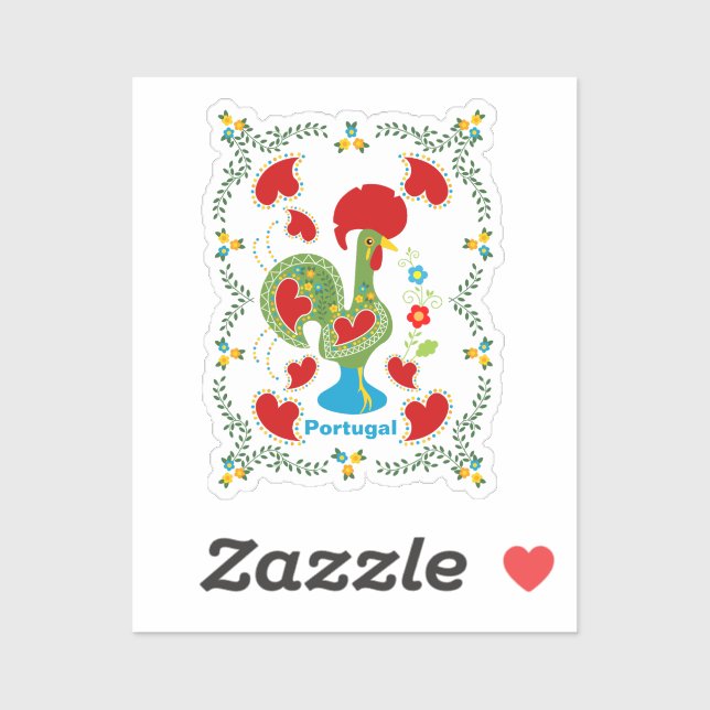 Portuguese Rooster of Luck in green colour (Sheet)