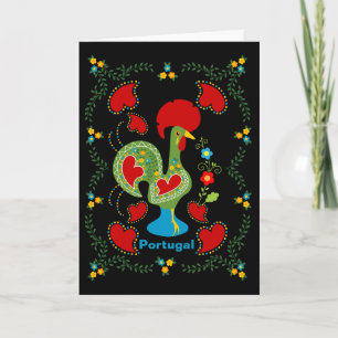Portuguese Rooster of Luck in green colour Card