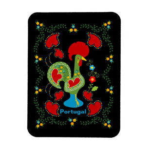 Portuguese Rooster of Luck in green colour Magnet