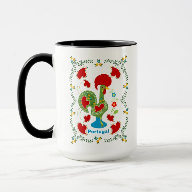 Portuguese Rooster of Luck in green colour Mug (Left)