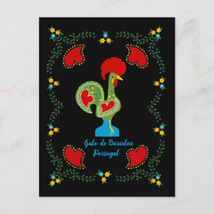 Portuguese Rooster of Luck in green colour Postcard