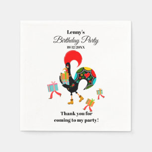 Portuguese Rooster Parade Kids Birthday Party Napkin