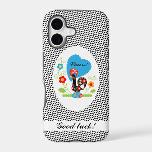 Portuguese rooster with black polka dots