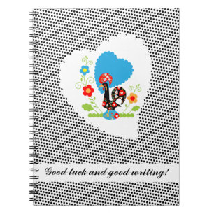 Portuguese rooster with black polka dots spiral notebook