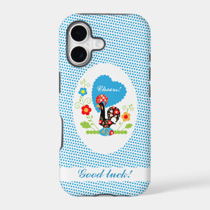 Portuguese Rooster with blue polka dots