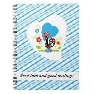 Portuguese Rooster with blue polka dots Spiral Notebook